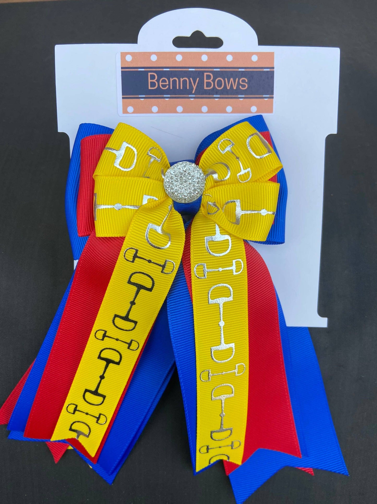Benny Bows - Horse Show Bows - Champion Colors with Bits Ribbon
