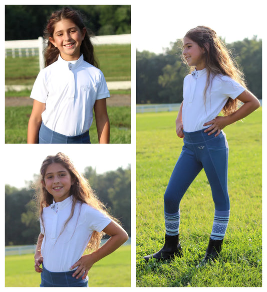 Equine Couture Children's Cara Short Sleeve Show Shirt - White