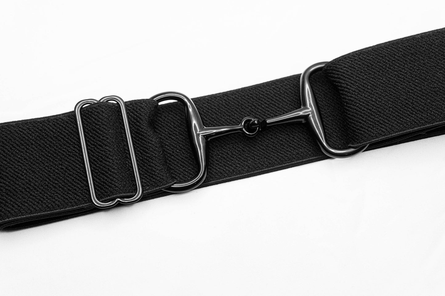 Black - 2" Black Snaffle Bit Equestrian Elastic Belt