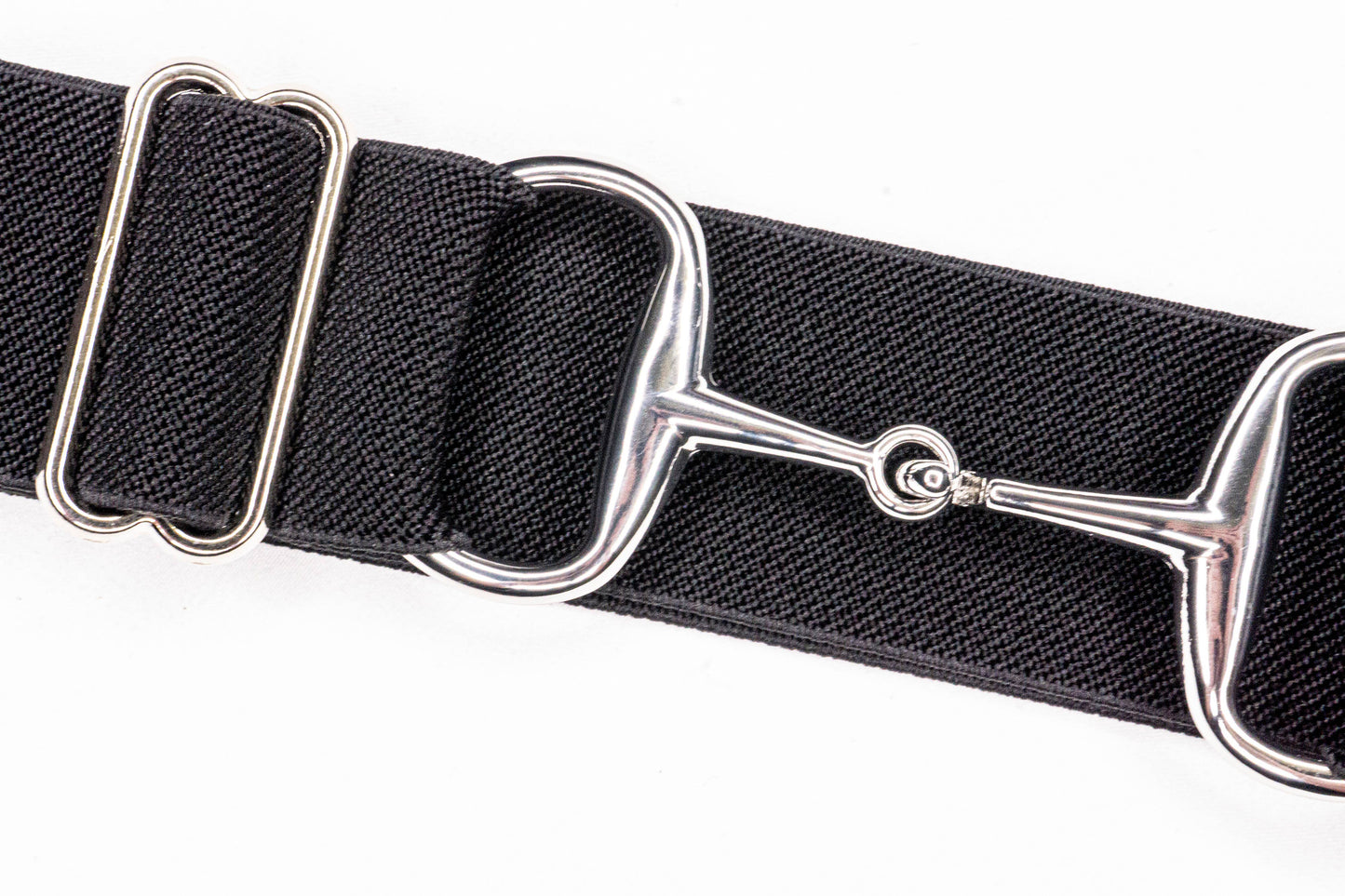 Black - 1.5" Silver Snaffle Equestrian Elastic Belt