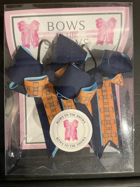 Bows To The Shows - Horse Show Hair Bows - Orange & Navy