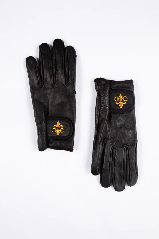 CLOVIS - Leather Riding Gloves - Black