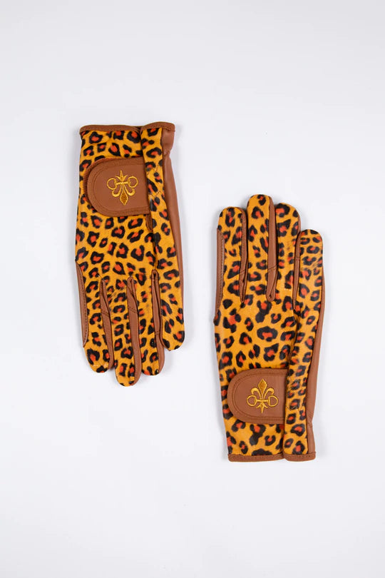 CLOVIS - Leather Riding Gloves - Leopard