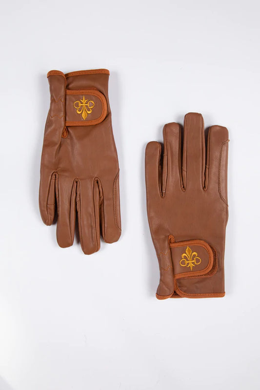 CLOVIS - Leather Riding Gloves - Camel